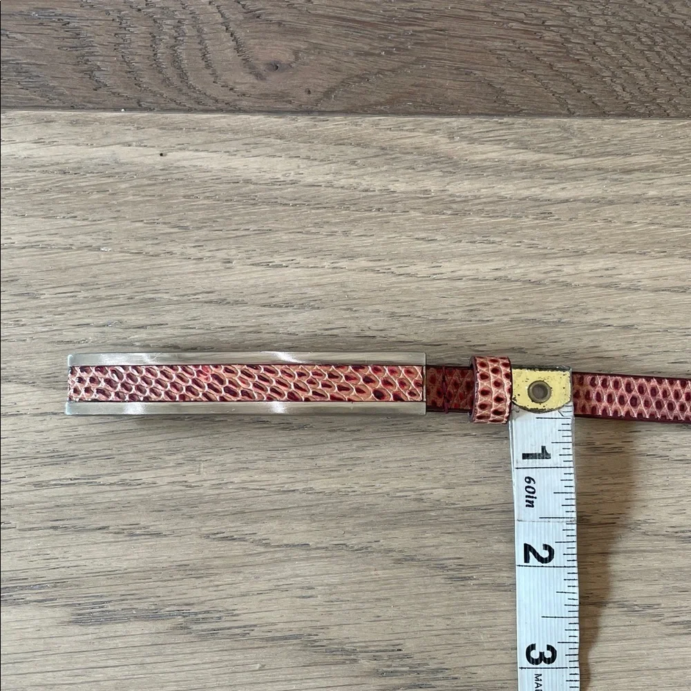 Ann Taylor Reptile Snake Print Red Skinny Belt Womens Large Genuine Leather